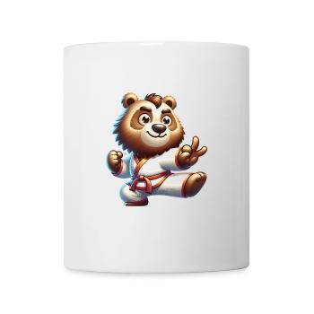 Karate Bär im Gi mit Friedenszeichen - Tasse - Weiß - Vorne