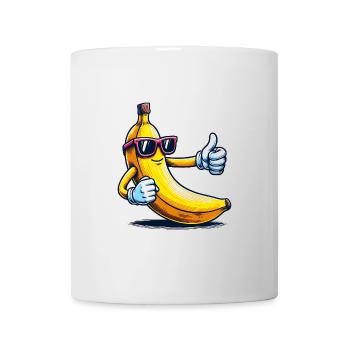 Banane fraîche avec lunettes de soleil pouce vers le haut - Mug blanc - blanc - Devant