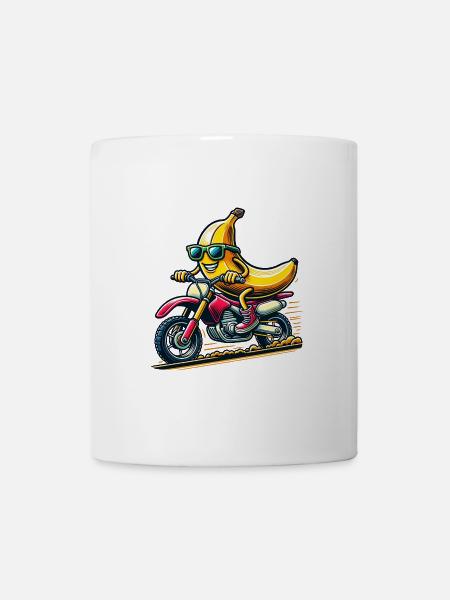 Drôle de banane sur la moto avec des lunettes de soleil - Mug blanc - blanc