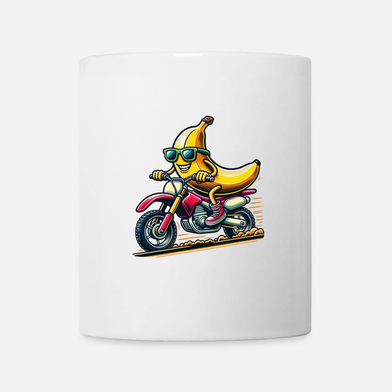 Drôle de banane sur la moto avec des lunettes de soleil - Mug blanc - blanc