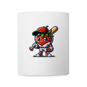 Drôle de joueur de baseball fraise sport - Mug blanc - blanc - Devant