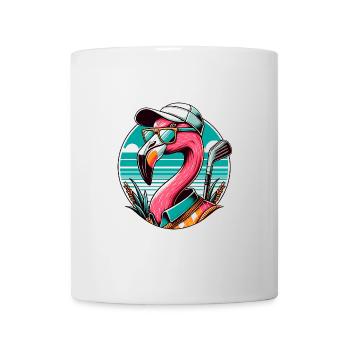 Golf Flamingo Avec lunettes de soleil et clubs de golf - Mug blanc - blanc - Devant