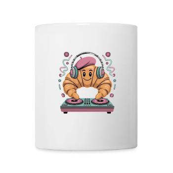DJ français Croissant avec casque - Mug blanc - blanc - Devant