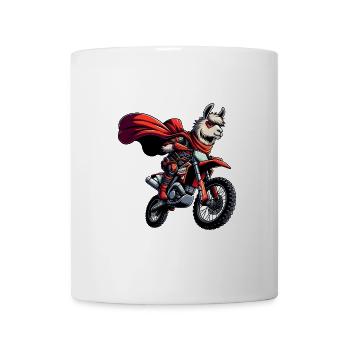 Enduro Llama Superhero On Motorcycle - Mug - white - Front