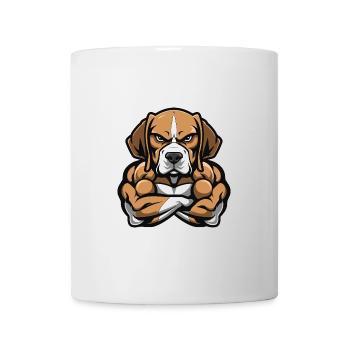 Beagle Dog Muscles Bodybuilding - Mug - white - Front