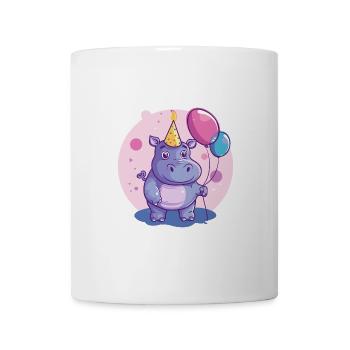Nilpferd Geburtstag Comic - Tasse - Weiß - Vorne