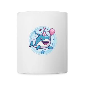 Bande dessinée d’anniversaire de requin - Mug blanc - blanc - Devant