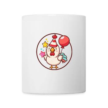 Hahn Geburtstag Comic - Tasse - Weiß - Vorne