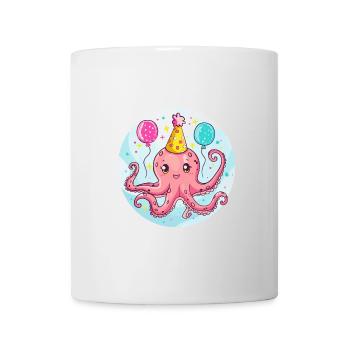 Oktopus Geburtstag Comic - Tasse - Weiß - Vorne