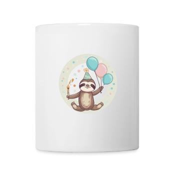 Faultier Geburtstag Comic - Tasse - Weiß - Vorne