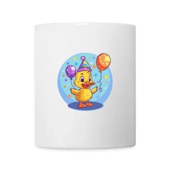 Bande dessinée d’anniversaire de canard - Mug blanc - blanc - Devant