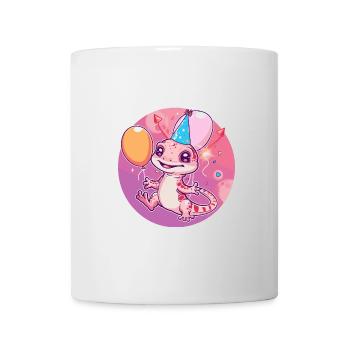 Bande dessinée d’anniversaire de lézard - Mug blanc - blanc - Devant