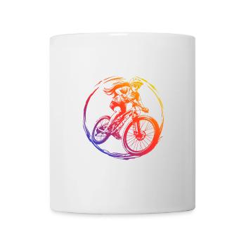 Mountainbike Fahrrad Silhouette Bunt - Tasse - Weiß - Vorne