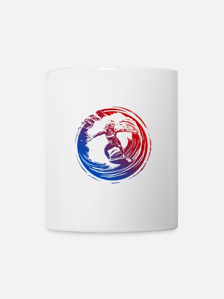 Surfer Silhouette Bunt - Tasse - Weiß