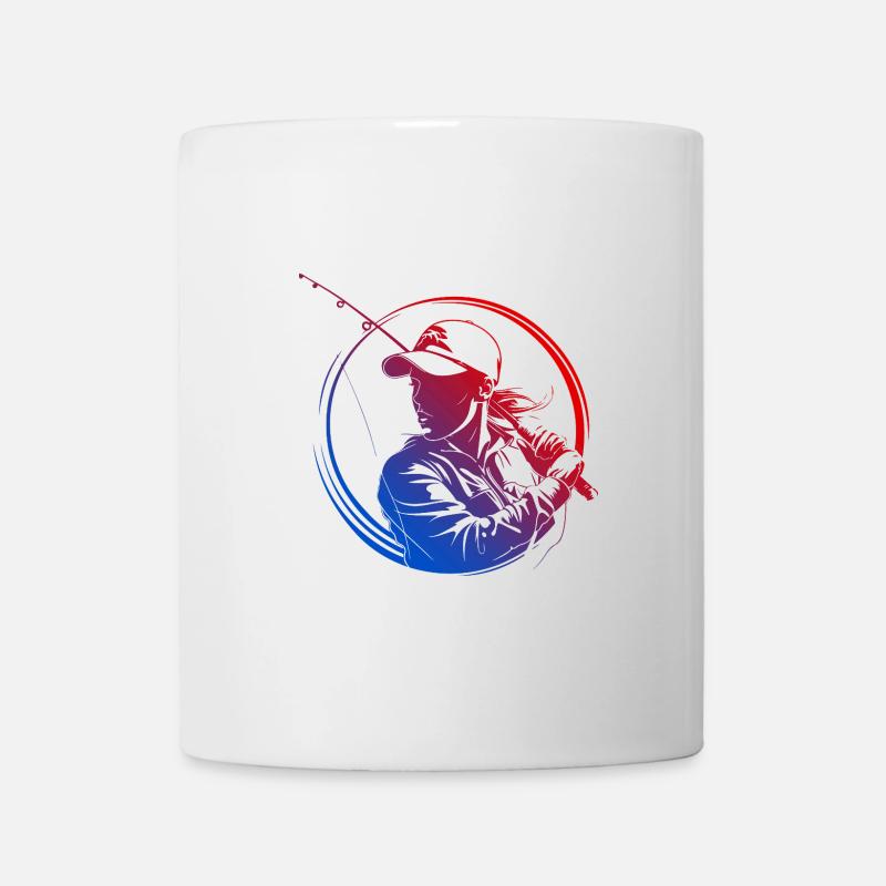 Fishing Silhouette Bunt - Tasse - Weiß