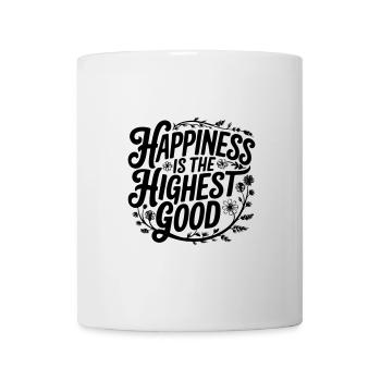 Glück ist das höchste Gut - florale Typografie - Tasse - Weiß - Vorne