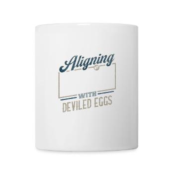 Meine Energie mit dem Humor der teuflischen Eier in Einklang bringen - Tasse - Weiß - Vorne