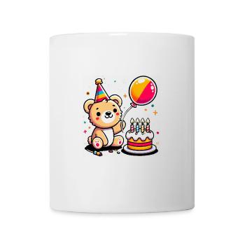 Bear Kid Celebrating Birthday - Tasse - Weiß - Vorne