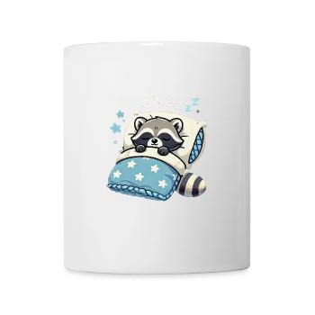 Raccoon Sleeping In Bed At Night Time - Tasse - Weiß - Vorne