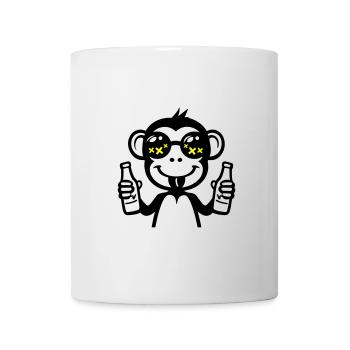 Affe Saufen Lustig Bier - Tasse - Weiß - Vorne