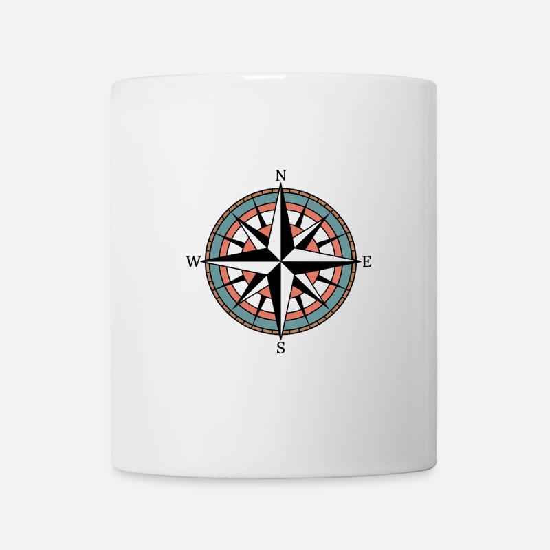 Vintage Kompassrose Abenteuer Symbol Grafik - Tasse - Weiß
