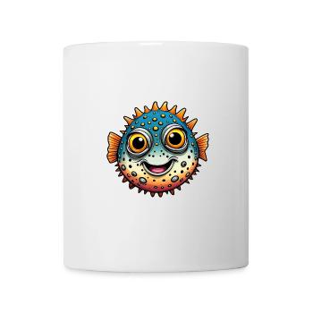 Drôle de poisson-globe rieur - Mug blanc - blanc - Devant