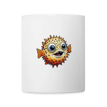 Lustiger lachender Kugelfisch - Tasse - Weiß - Vorne