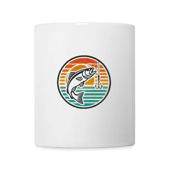 Pêche rétro bar saut coucher de soleil badge - Mug blanc - blanc - Devant