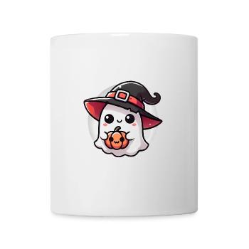 Fantôme d’Halloween mignon avec chapeau de sorcière - Mug blanc - blanc - Devant
