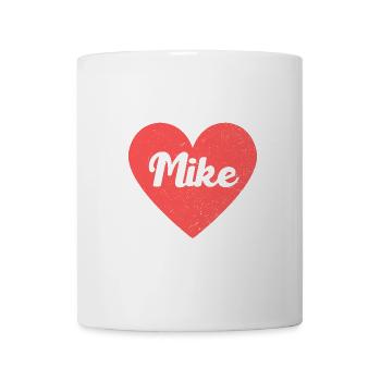 Mike Name Rotes Herz Liebe Fan Retro - Tasse - Weiß - Vorne