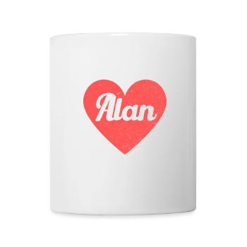 Alan Name Red Heart Love Fan Retro - Mug - white - Front