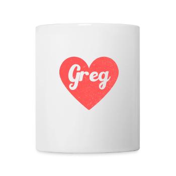Greg Name Red Heart Love Fan Retro - Mug - white - Front