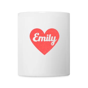 Emily Name Rotes Herz Liebe Fan Retro - Tasse - Weiß - Vorne