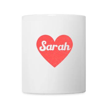 Sarah Name Rotes Herz Liebe Fan Retro - Tasse - Weiß - Vorne