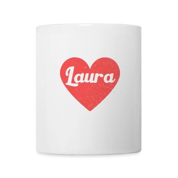 Laura Name Rotes Herz Liebe Fan Retro - Tasse - Weiß - Vorne