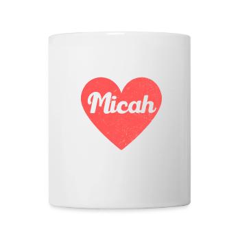 Micah Name Rotes Herz Liebe Fan Retro - Tasse - Weiß - Vorne