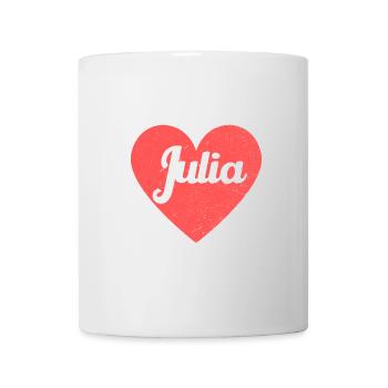 Julia Name Rotes Herz Liebe Fan Retro - Tasse - Weiß - Vorne
