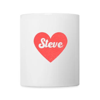 Steve Name Rotes Herz Liebe Fan Retro - Tasse - Weiß - Vorne