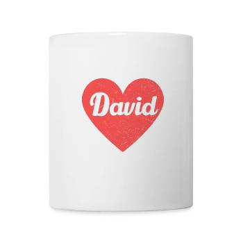 David Name Red Heart Love Fan Retro - Mug - white - Front