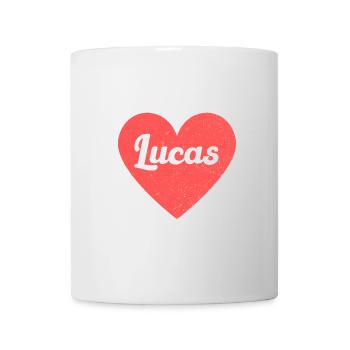 Lucas Name Rotes Herz Liebe Fan Retro - Tasse - Weiß - Vorne