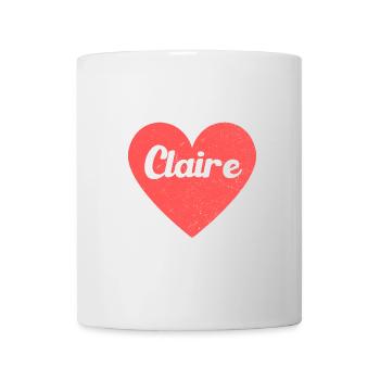 Claire Name Rotes Herz Liebe Fan Retro - Tasse - Weiß - Vorne