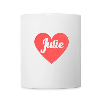 Julie Name Rotes Herz Liebe Fan Retro - Tasse - Weiß - Vorne