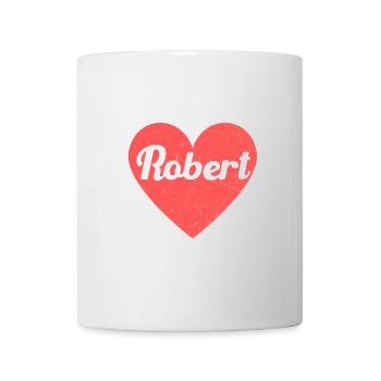 Robert Name Rotes Herz Liebe Fan Retro - Tasse - Weiß - Vorne