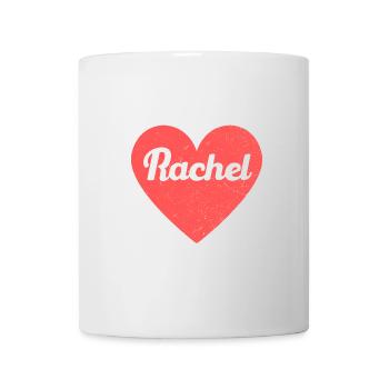 Rachel Name Red Heart Love Fan Retro - Mug - white - Front