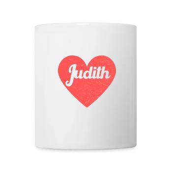 Judith Name Rotes Herz Liebe Fan Retro - Tasse - Weiß - Vorne