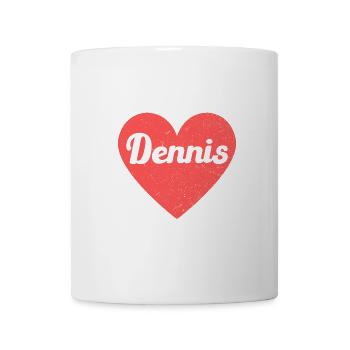 Dennis Name Rotes Herz Liebe Fan Retro - Tasse - Weiß - Vorne