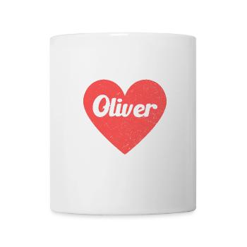 Oliver Name Rotes Herz Liebe Fan Retro - Tasse - Weiß - Vorne