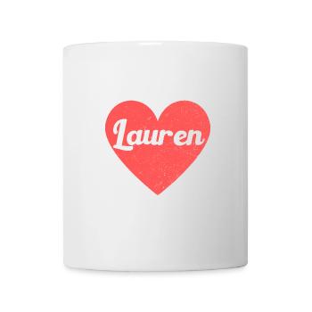 Lauren Name Rotes Herz Liebe Fan Retro - Tasse - Weiß - Vorne