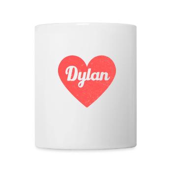 Dylan Name Rotes Herz Liebe Fan Retro - Tasse - Weiß - Vorne