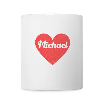 Michael Name Rotes Herz Liebe Fan Retro - Tasse - Weiß - Vorne